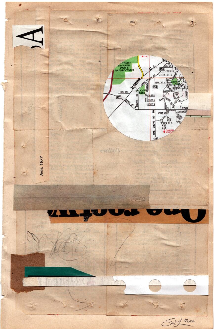 Original Mixed Media Modern Art Collage "Parvenu" 5.75x9" Signed